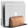 SHUOSUO Supporto verticale pc portatile, laptop stand in legno di noce a doppio fessura per scrivania, porta regolabile in larghezza per MacBook e altri laptop