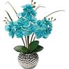 Briful Phalaenopsis - Phalaenopsis, fiori artificiali, altezza 49 cm, ancorata saldamente in vaso di ceramica (azzurro)