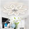 Fachae 90cm,Plafoniera Con Ventilatore Da Soffitto Camera Da Letto,Intelligente Pale Da Soffitto Con Luce E Telecomando,Alexa Forma A Fiore,APP Dimmerabile,DC, Estiva & Invernale,Per Il Soggiorno-White