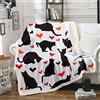 Tbrand Coperta in pile Sherpa, con stampa di motivo gatto nero in stile cartone animato 3D, carina, a tema animali, morbida, per divano e letto, per bambini, ragazzi e ragazze, 75 x 100 cm