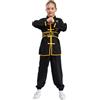 dPois Tai Chi Abbigliamento Bambino Ragazzo Unisex Uniforme Kung Fu e Arti Marziali Esercizio Uniforme Kung Fu Abbigliamento Costume Tradizionale Cinese Wushu Qigong Nero 9-10 anni