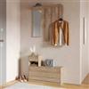 DEGHI Mobile ingresso 100x25 cm rovere con scarpiera e specchio - Edison