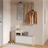 DEGHI Mobile ingresso 100x25 cm bianco e rovere con scarpiera e specchio - Edison