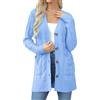 Aottori Cardigan Donna Lungo Cardigan a Maniche Lunghe Elegante Cappotto a Maglia Casual con Bottoni e Tasche per Autunno Invernale Blu S