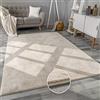 Paco Home Tappeto Salotto e Camera da Letto Moderno a Pelo Corto - Morbido, Lavabile, Antiscivolo, in Finta Pelliccia, Dimensione:60x90 cm, Colore:Crema