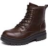 DREAM PAIRS Stivaletti da Combattimento con Lacci Neri per Le Donne Tomaia Idrorepellente Stivaletti Donna Stivali Donna,Size 36,Marrone,Strong-5