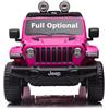 TOYSCAR Macchina Elettrica Per Bambini Jeep Wrangler Rubicon Full Optional Auto Elettrica Per Bambini Telecomandata 2 posti Sedile In Pelle Porte Apribili Doppio Motore Elettrico 12V TOYSCAR rosa