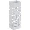DRW Portaombrelli Quadrato in Metallo Traforato Bianco 15,5x15,5x49 cm