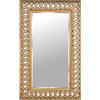 DRW Specchio da parete o pavimento da parete rettangolare cornice intrecciata oro 92 x 7 x 152 cm