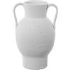 DRW Vaso da tavolo con manici in ceramica Sabbia Rustica Bianco 19x19x30 cm