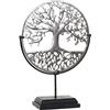 DRW Statuetta Albero della Vita Metallo Argentato con piedistallo, 5 x 12 x 51,5 cm, Argento, 36,5X12X51,5