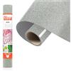 Siser® Glitter Grigio Silver, 30cm x 0,5mt, Vinile Termotrasferibile Termoadesivo Glitterato per la Personalizzazione dei Tessuti, Abbigliamento e Accessori, Hobby Creativi, Facile da Tagliare