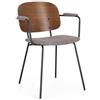 KONTE.DESIGN Set di 2 sedie SIENNA in tessuto grigio e legno marrone con gambe acciaio nero