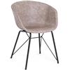 KONTE.DESIGN Set di 2 poltroncine WARHOL in similpelle beige e gambe in acciaio nero, con braccioli