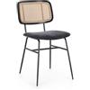 KONTE.DESIGN Set di 2 sedie GLENNA in tessuto grigio scuro e rattan con gambe acciaio nero