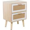 DRW Tavolo, Legno MDF e Vimini, Naturale, 40x30x55 cm