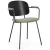 KONTE.DESIGN Set di 2 sedie SIENNA in tessuto verde e gambe acciaio nero