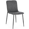 KONTE.DESIGN Set di 4 sedie RINAS in tessuto grigio scuro e gambe acciaio nero