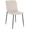 KONTE.DESIGN Set di 4 sedie RINAS in tessuto beige e gambe acciaio nero