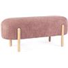 KONTE.DESIGN Panca DAYLA in tessuto effetto bouclé rosa scuro e gambe in legno rubber wood