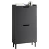 SoBuy Scarpiera Salvaspazio Slim da Ingresso Mobile Portascarpe con 2 Ante a Ribalta Regolabili in Legno Armadio Scarpiera Alta e Stretta per Corridoio, 50x19x90 cm，Nero, FSR151-SCH