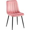 CLP Sedia Dijon In Velluto O Tessuto I Fodera Imbottita E Decorata Con Cuciture Ornamentali I Design Elegante E Moderno, Colore:rosa, Materiale:Velluto