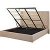 Beliani Letto Imbottito Tessuto Beige con Box e testiera Alta 180 x 200 cm