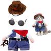 HDGSAFD Costume da cowboy per animali domestici, occhiali neri, costume divertente per cani e gatti, uniforme per animali domestici, resistente agli strappi, nero, Small to Medium, Tutte le stagioni