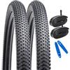 YunSCM Confezione da 2 pneumatici pieghevoli da 24 pollici, 24 x 1,95 Plus, tubo da 24 pollici, valvola AV32 mm, compatibile con 50/54-507, mountain bike, 24 x 1,90, 24 x 1,95, 24 x 2,0, pneumatici e