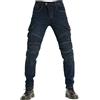 FSORB Pantaloni Moto Uomo, Traspirante Elastico Jeans, Kevlar Traspirante - Impermeabile E Antivento Pantaloni Protettivi Pantaloni Moto Uomo, 4 X Pad Di Protezione (Blu,4XL)