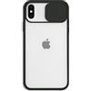 Mixroom - Cover Custodia per Apple iPhone X Protezione Fotocamera con finestrino Scorrevole in Silicone TPU Semi Trasparente Nero