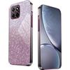 WBWONE Glitter Cover per Huawei Honor X8 5G / X6 / Honor 70 Lite, Bordo Elettroplaccato, Custodia Morbida con Adesivi Scintillio, Anti-Graffio Case - Rosa