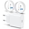 QZIIW Caricatore per iPhone 15/16, 20W caricabatteria rapido con 1M+2M cavo per iPhone 15 16/ Pro Max/Plus/iPad Pro/Air/Mini, originale USB C iPhone carica batteria con cavo di tipo C cavetto ricarica