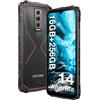 DOOGEE Rugged Smartphone DOOGEE Blade10 PRO 16 GB RAM + 256 GB ROM TF 2 TB, 6,56 11 mm Sottile, 5150 mAh, 50 MP+8 MP, Octa-Core Telefono Indistruttibile, Android 14 Cellulari, Face ID/NFC/OTG Nero Rosso