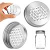 lasuroa 2pz Coperchio Grattugia Barattolo di Vetro, 8,6cm Coperchio Grattugia Barattolo Formaggio Spezie in Acciaio Inox Bocca Larga Taglierina da Cucina Multiuso per Verdure Patate Carote