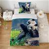 Yasida Panda - Copripiumino 140 x 200 per bambini, set da letto singolo, con motivi animali e natura per ragazzi/ragazze, copripiumino in microfibra con federa 65 x 65 cm