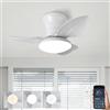 Caunmar Lampadario Con Ventilatore Da Soffitto Con Telecomando, 3 Pala Con Luce Da Soffitto Silenzioso, DC Reversibile, Dimmerabile, Lampadario Con Elica A Led Per Camera Da Letto Soggiorno Studio-White|65CM