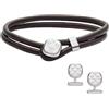 Emporio Armani EGS3151SET - Set di bracciali e gemelli da uomo in pelle, Misura unica, Pelle, Nessuna pietra preziosa