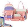 Generic Set di zaini - Set di zaini per ragazze Zaino per la scuola media, Zaino per la scuola di grande capacità con, Borsa da viaggio per studenti per ragazze Bambini Adolescenti