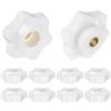 QUARKZMAN 10pz Pomelli a Stella con Filettatura Femmina M6, Testa da 38mm, Plastica con Foro Passante, Vite in Ottone, Manopole a Compressione Filettate, Bianco