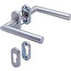 APECS Maniglie per porta ovali in acciaio inossidabile per porta principale e porte interne con rosetta a chiave, set maniglia con cilindro profilato, modello L H-0904+PZ