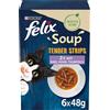 FELIX Soup Tender Strips, zuppa per gatti, varietà mista, confezione da 8 (8 x 6 da 48 g)