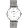 Oozoo Vintage Orologio Unisex con Grandi Maglie in Acciaio Inox Milanese in metallo di diverse Dimensioni e rivestimenti, Silberfarben/Weiss, 36 mm, Bracciale