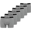 Levi's Men's Solid Basic Boxers (6 Pack) Boxer Shorts, Grigio, L Uomo