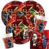 spielum Set da 44 pezzi per feste - Ninja - Ninjago, piatti, bicchieri, tovaglioli + cannucce di carta per 8 bambini