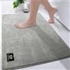 RTBQJ-AT Tappeto da Bagno Extra Grande 120 x 80 cm Tappetini da Bagno, Grigio Antiscivolo Assorbente per Tappeto da Bagno, Tappeto Doccia in Microfibra Morbido Lavabile in Lavatrice per Doccia Esterna