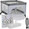 Lionelo BONNIE Box bambini pieghevole 100x100cm dalla nascita fino 15kg con materasso Lettino per neonati da viaggio senza spigoli vivi Entrata laterale Pareti realizzate in rete trasparente