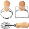 Shengxi Set di Stampi per Ravioli con Rotella a Rullo, 3 Pezzi Stampo per Ravioli Macchina per Ravioli con Manico in Legno e Bordo Scanalato, Taglia Ravioli per Ravioli Pasta e Biscotti