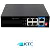 KTC Switch di rete 4 porte PoE+ 100Mbps con opzione Long Distance fino a 250m - KTC-SWITCH-4CH-POE