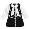 Loalirando Abito Bambina Elegante Camicia in Pizzo Bianco a Manica Lunga Vestito Principessa Bambina (Nero, 2-3 Anni)